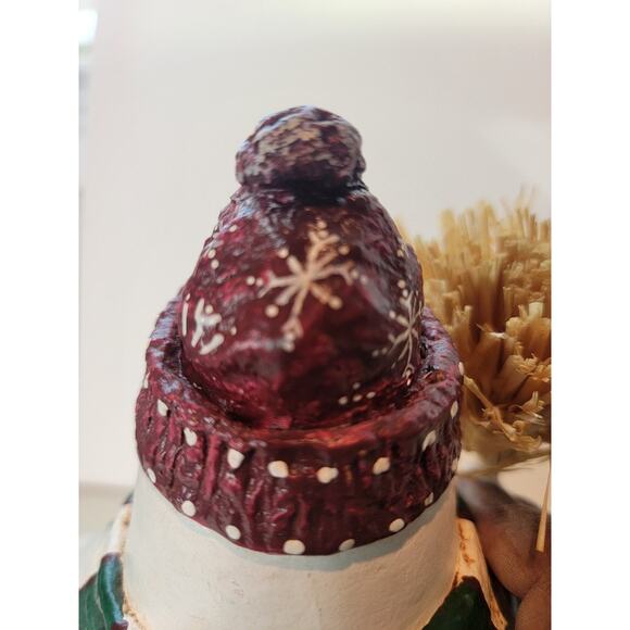 Snowman Gourd Folk Art Figurine 1988 Enesco Vicki Thomas Signed "Read" - Picture 10 of 13